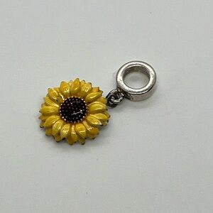 Persona 925 Sterling Silver Enamel Sunflower Sun Flower Dangle Charm